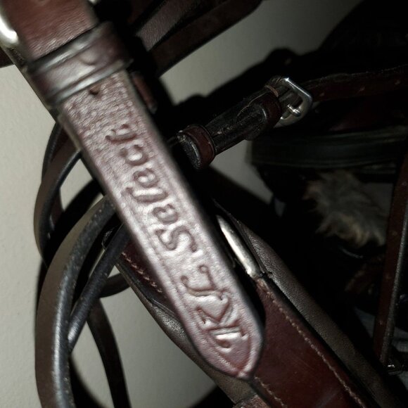 KL Select Snaffle Horse Bridle Removable Flashing + Reins Brown Leather No Brow - Picture 9 of 9